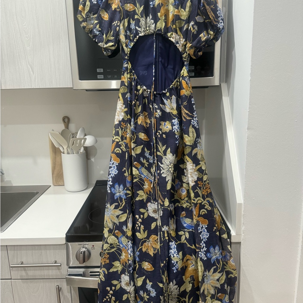SIR THE LABEL Lilian Floral puff Short Sleeve cut out Dress